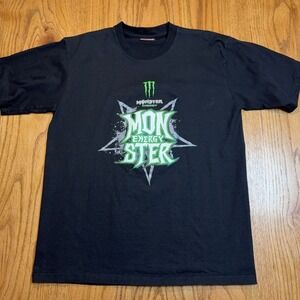 Monster Energy Shirt Mens Large Black Skateboard Full Scale Vintage Deadstock